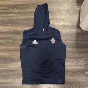 Adidas Navy Sleeveless Hoodie with Logo